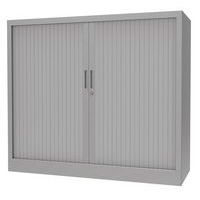 Tambour door cupboard - With top - Grey aluminium