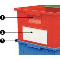 1 - Carry handle2 - Large label holder3 - Stacking edges