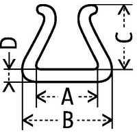 - A : effective width- B : O/A width- C : effective depth- D : thickness