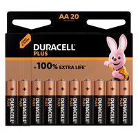 Plus 100% AA alkaline battery - 20 units - Duracell