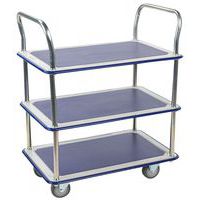 Steel Tray Trolley - 3 Anti Slip Shelves - 200kg Capacity - Manutan Expert