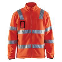 Fluorescent red high-visibility fleece jacket