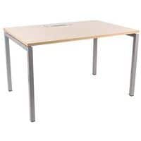 Misao straight desk - U-shaped legs, oak/aluminium - Manutan