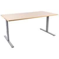 Misao straight desk - T-shaped legs, oak/aluminium - Manutan Expert