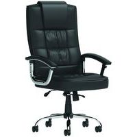 Black Leather Ergonomic Executive Office Chair + Arms - Mobile - Moore