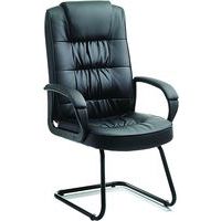 Black Leather Executive Office Chair With Arms - Cantilever - Moore