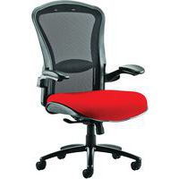 Black Mesh Office Chair - Heavy Duty & Mobile - Fabric Seat - Houston