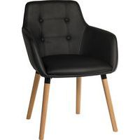 Black Leather Office/Reception/Waiting Room Chair - Wooden Legs