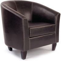 Brown Leather Cubed Tub Armchair - Office/Reception/Break Room - Metro