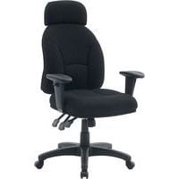 Black Fabric/Polyurethane Operator Home/Office Chair - Adj. Arms -Avon