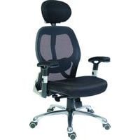 High-Backed Mesh 5 Wheel Office Chair & Headrest - Fabric Seat -Cobham