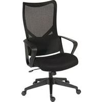 Black Mesh High-Backed Office Chair - 5 Wheels - Fabric Seat - Contour