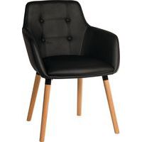 Black Leather Office/Reception/Waiting Room Chair - Wood Leg