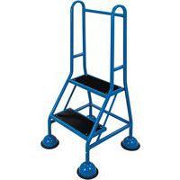 Mobile Warehouse Step Ladders With Guardrail And Ribbed Rubber Steps