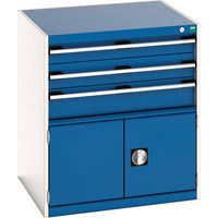 Bott Cubio Combi Cabinet - Perfo Storage Doors & 3 Drawers 900x800x750