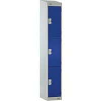 3 Door Metal Storage Locker - Hasp/Cam Locks - Sloped Top - Nestable