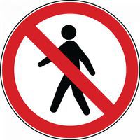 No pedestrians round sign