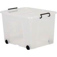 Strata Storemaster Box With Wheels 75L - Clear - Pack of 2