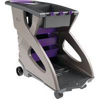 Janitor Cleaning Cart/Trolley -Tray - 3 Drawers - 14kg Bin - Purple