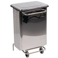 Manutan 70-l gloss stainless-steel fire-resistant mobile pedal bin