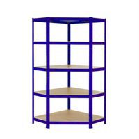 Budget Corner Shelving Blue -1720mm High with 5 Shelves