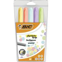 Highlighter Grip - Pastel - Pack of five assorted colours - BIC