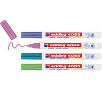 Securit 4085 liquid chalk marker with fine tip - Pack of 4 assorted metallic colours - EDDING