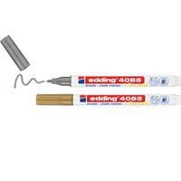 Securit 4085 liquid chalk marker with fine tip - Pack of 2 colours, gold and silver - EDDING