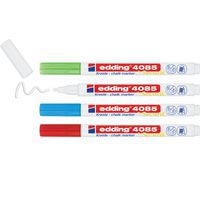 Securit 4085 liquid chalk marker with fine tip - Pack of 4 assorted classic colours - EDDING