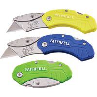 Hi Vis Compact Folding Utility Knife - Safety Knives - Faithfull