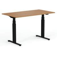 120cm Wide Beech Electronic Sit Stand Desk - Black Frame - Yo-Yo