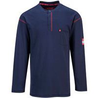 Blue Henley Crew Long-Sleeve T-shirt - Heat/Static Resistant -Portwest