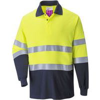 Blue/Yellow Flame/Static Resistant Long Sleeve Polo Shirt -Portwest UK