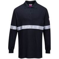 Navy Blue Flame/Static Resistant Long Sleeve Polo Shirt - Portwest UK