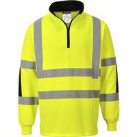 Yellow Hi-Vis Long-Sleeve Rugby Sweatshirt - XS-4XL - Portwest UK