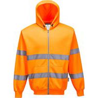 Orange Hi-Vis Zipped Unisex Hoodie Jackets -Small-XXXL - Portwest UK