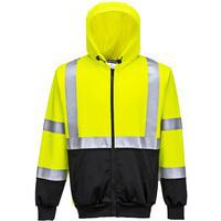 Hi-Vis Yellow/Black Zipped Contrast Hoodie/Work Jacket - Portwest UK