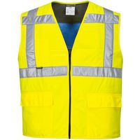 Yellow Cooling Mesh Hi Vis Vest - Small To XXXL - 3 Pockets - Portwest