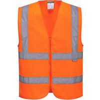 Orange Hi-Vis Vest - Zip Closure - Small To XXXL - Portwest Workwear