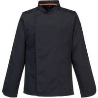 Men's Black Chef's Mesh Uniform Jackets - S-XXXL - C838 Portwest UK