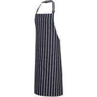 Navy Blue/White Striped Bib Butchers Aprons -1 Pocket - Portwest UK