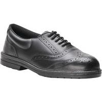 Black Unisex Safety Brogue Shoe - Steel Toecap - 39-47 - Portwest UK