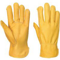 Yellow Soft Lined Leather Driving Gloves - Size 9-10 - Portwest UK