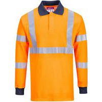 Orange Light Flame Resistant Long Sleeve RIS Polo Shirt - Portwest UK