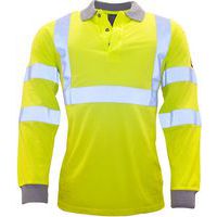 Yellow Hi-Vis Flame/Static Resistant Long Sleeve Polo Shirt - Portwest