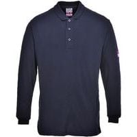 Navy Blue Flame/Static Resistant Long Sleeve Polo Shirt - Portwest UK