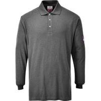 Grey Warm Flame/Static Resistant Long Sleeve Polo Shirt - Portwest UK