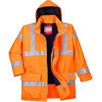 Orange Hi-Vis Waterproof Static/Flame Resistant Jacket - Portwest UK