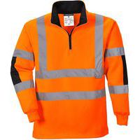 Orange Hi-Vis Long-Sleeve Rugby Sweatshirt - XS-4XL - Portwest UK