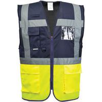 Yellow/Blue Hi Vis Vest - Small To XXXL - 7 Pockets - Portwest Warsaw